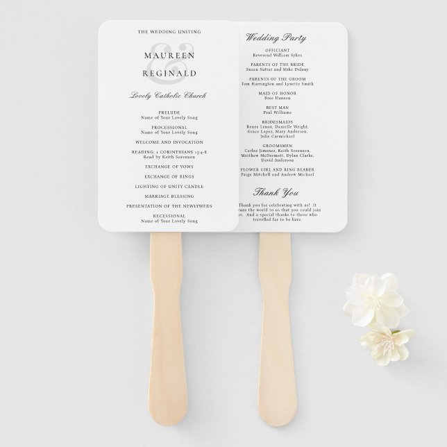 Elegant Ampersand Traditional Wedding Program Hand Fan (Front and Back)