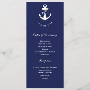 Elegant Anchor Nautical Wedding Initials Program