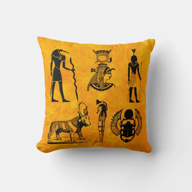 Elegant Ancient Egypt Hieroglyphs Symbols Throw Pillow (Front)