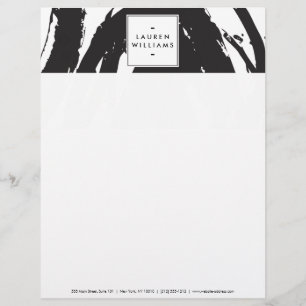 Elegant and Abstract Black and White Brushstrokes Letterhead