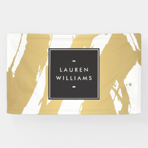Elegant and Abstract Gold Brushstrokes Banner