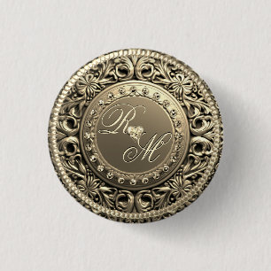 Elegant and Beautiful Monogram 1 Inch Round Button