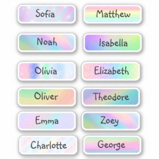Elegant and Beautiful Pastel Rainbow name label 