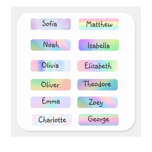 Elegant and Beautiful Pastel Rainbow name label 