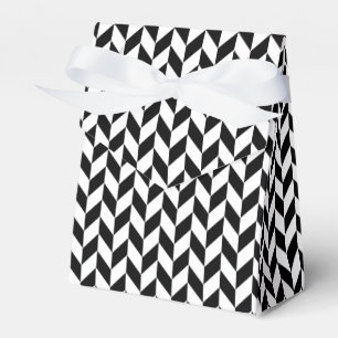 Elegant and Bold Black and White Herringbone Favor Box
