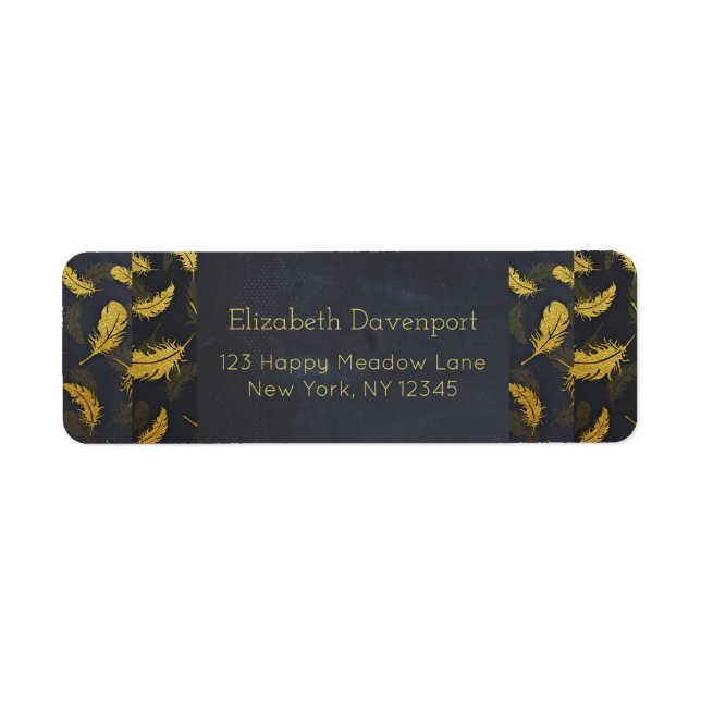 Elegant And Chic Black And Gold Feather Pattern (Front)