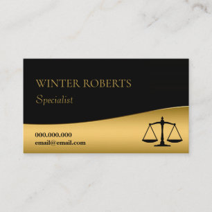 Elegant and chic black and gold legal business card