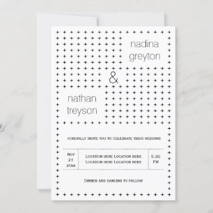 Elegant and chic black and white geometric wedding invitation