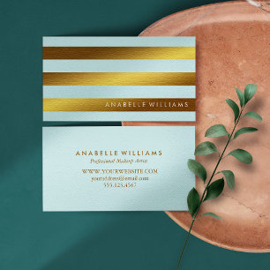Elegant and Chic Mint and Faux Gold Foil Business Card