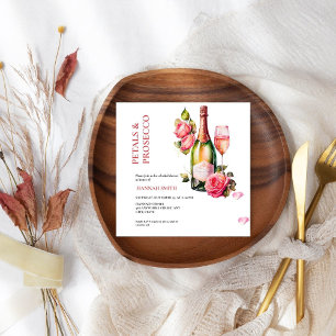 Elegant and Chic Petals and Prosecco Bridal Shower Invitation