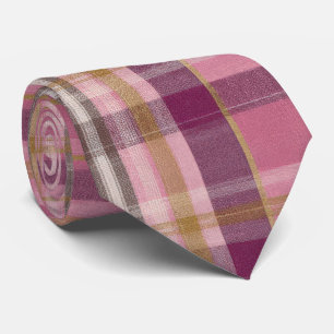Elegant and classic Pink Plaid Gingham Pattern Tie