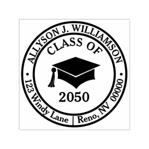 Elegant and Classy Grad Cap Year Return Address Self-inking Stamp