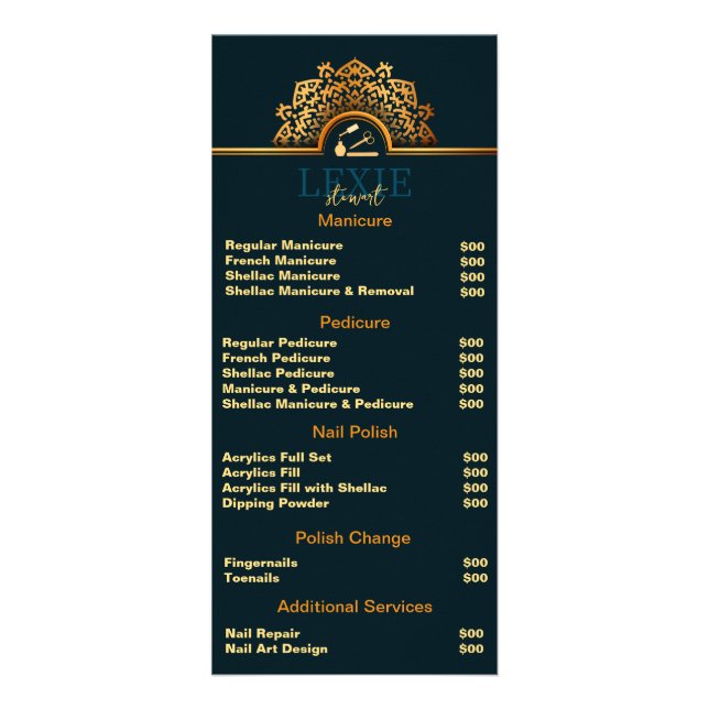 Elegant and Classy Nail Tech  Rack Card (Front)