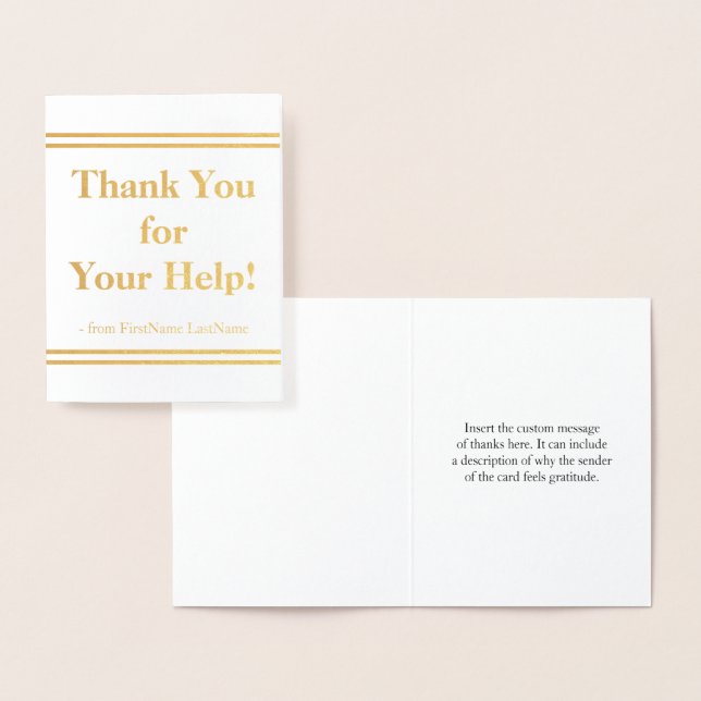 Elegant and Clean "Thank You for Your Help!" Card (Display)