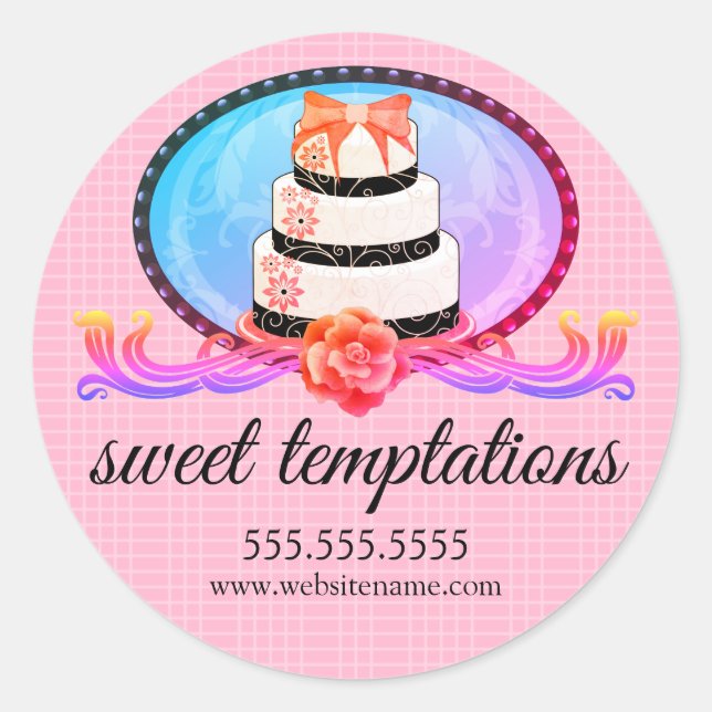 Elegant and Colourful Cake Bakery Box Seals (Front)