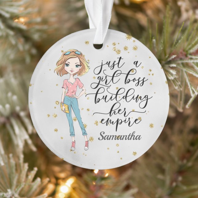 Elegant  and Cute Lady | Girl Boss | Grey Ornament (Tree)