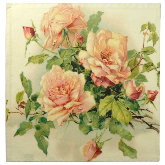 Elegant and decorative pastel coloured roses napkin
