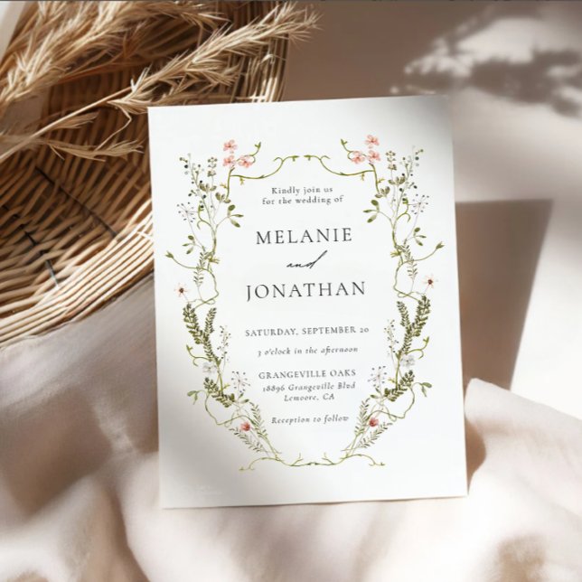 Elegant and Delicate Floral Wreath Wedding Invitation (Creator Uploaded)