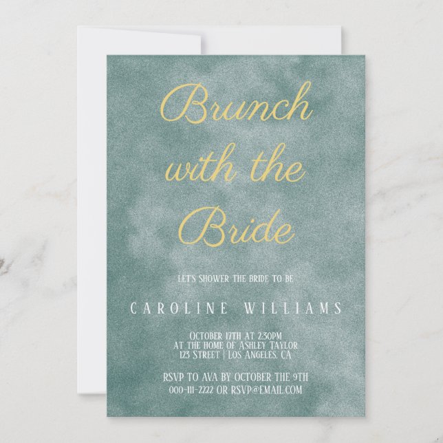 Elegant and Delicate Gold Bride Brunch Invitation (Front)