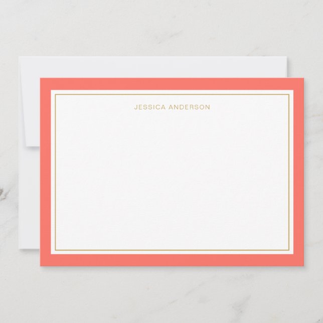 Elegant And Feminine Cora Gold Border Personalized Card (Front)