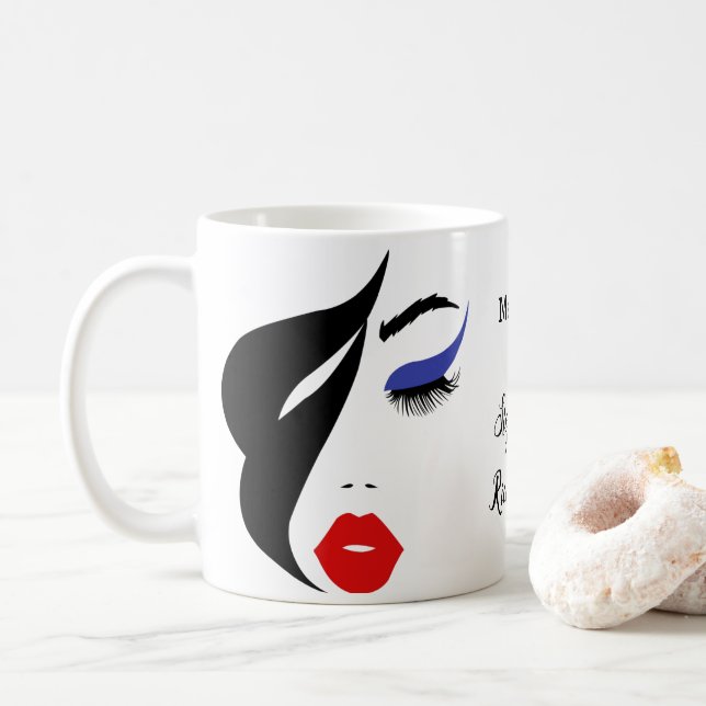 Elegant And Feminine Makeup Artist Coffee Mug (With Donut)