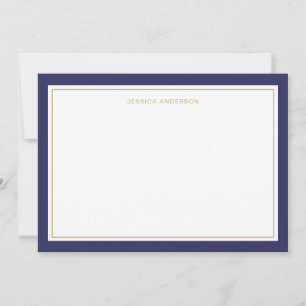 Elegant And Feminine Navy Gold Border Personalized Card