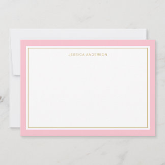 Elegant And Feminine Pink Gold Border Personalized Card