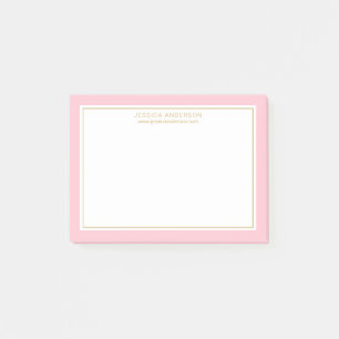 Elegant And Feminine Pink Gold Border Personalized Post-it Notes
