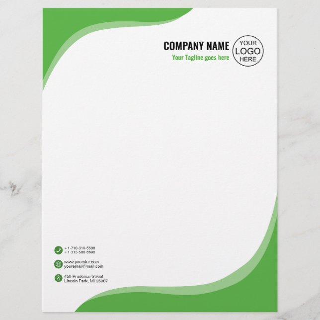 Elegant and fluid green letterhead (Front)