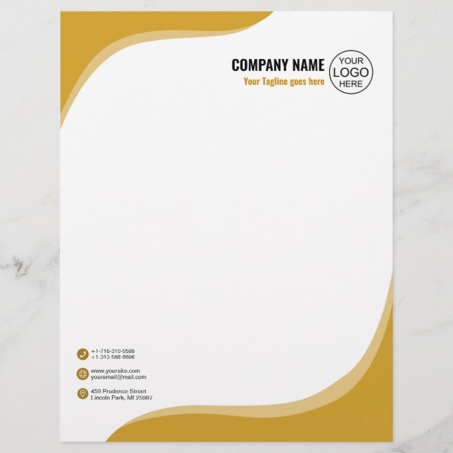 Elegant and fluid yellow letterhead (Front)