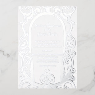 elegant and formal wedding invitation silver
