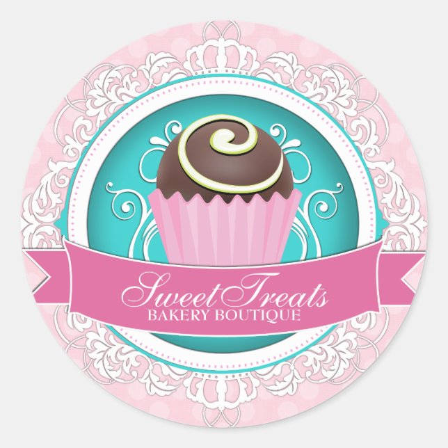 Elegant and Fun Bakery Box Stickers (Front)