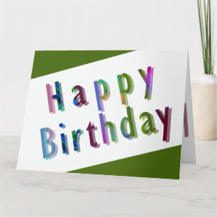 Elegant and Fun Colourful Happy Birthday, Green Card