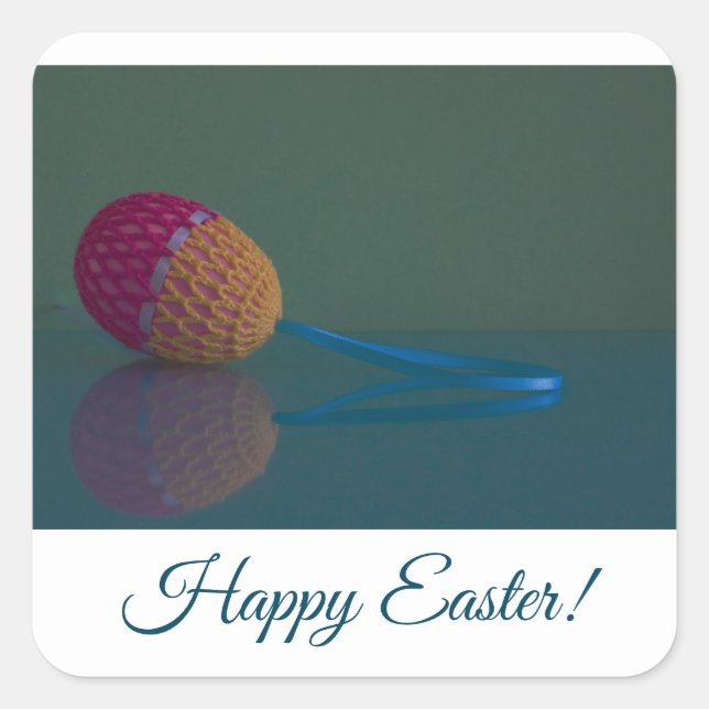 Elegant and Fun Easter Egg Holiday Square Sticker  (Front)