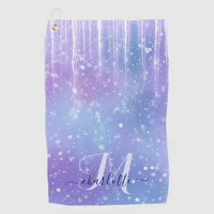 Elegant and Glitzy Purple Golf Towel