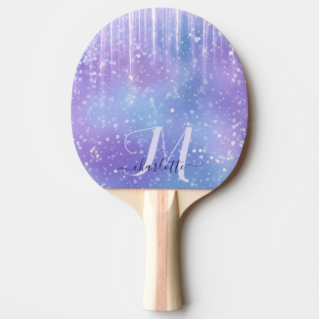 Elegant and Glitzy Purple Ping Pong Paddle (Front)