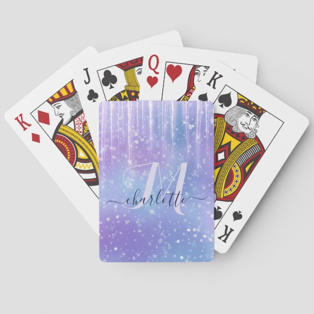 Elegant and Glitzy Purple Playing Cards (Back)