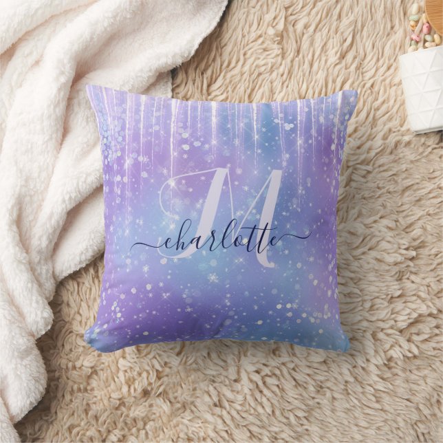 Elegant and Glitzy Purple Throw Pillow (Blanket)