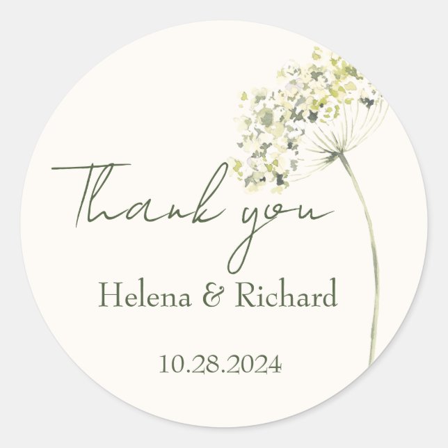Elegant and Greenery Floral Classic Round Stickers (Front)