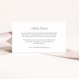 Elegant and Luxe Wedding   White and Grey Details Enclosure Card