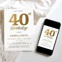 Elegant and luxury classic faux gold 40th birthday