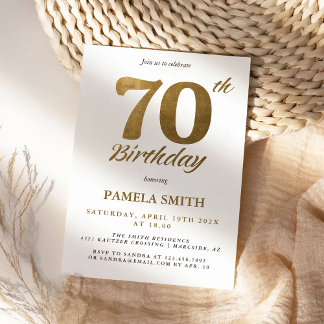Elegant and luxury classic faux gold 70th birthday invitation
