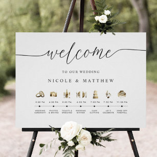 Elegant and Minimal Wedding Order of Events Sign