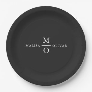  Elegant and Minimalist black and white wedding  Paper Plate
