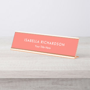 Elegant And Minimalist Coral Desk Name Plate