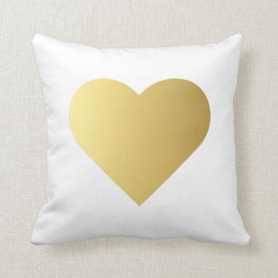 Elegant And Minimalist Faux Gold Heart Throw Pillow