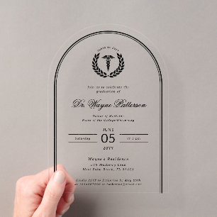 Elegant and Minimalist Medical School Graduation Acrylic Invitations