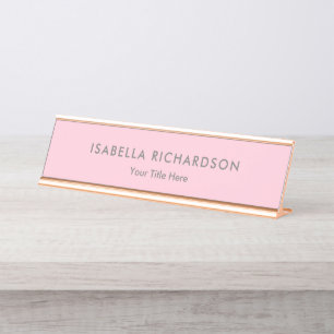 Elegant And Minimalist Pink Desk Name Plate