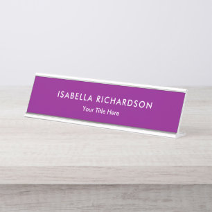 Elegant And Minimalist Purple Desk Name Plate