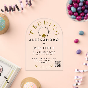 Elegant And Minimalist Simple Wedding With QR Acrylic Invitations